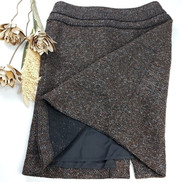 Adrienne Vittadini Thick Brown Blk Texture Skirt 10 - Picture 8 of 15